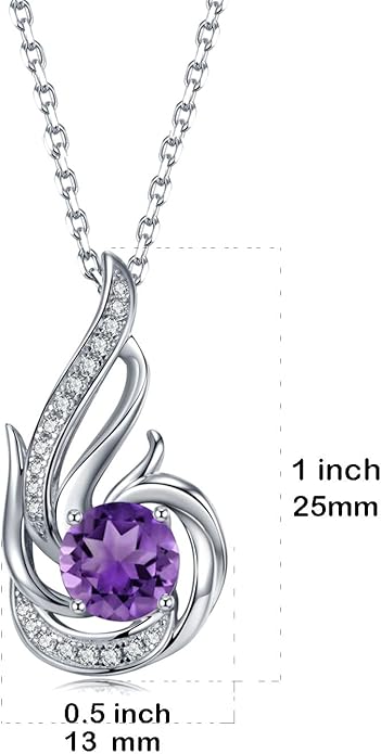 Birthstone Necklace for Women 925 Sterling Silver Phoenix Charm Necklace Birthday Anniversary Christmas Fine Jewelry Gifts for Women Mother Her, Adjustable Chain