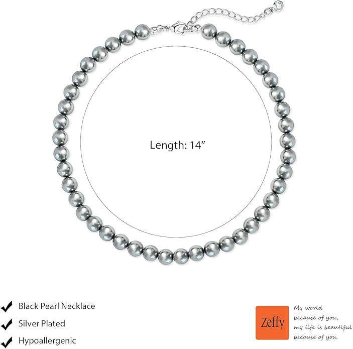 Zeffy Pearl Necklace 4MM/6MM/8MM Dainty Round Imitation Pearl Choker Necklace Wedding Pearl Necklace Delicate Jewelry for Women Simple Bridesmaid Jewelry Gifts