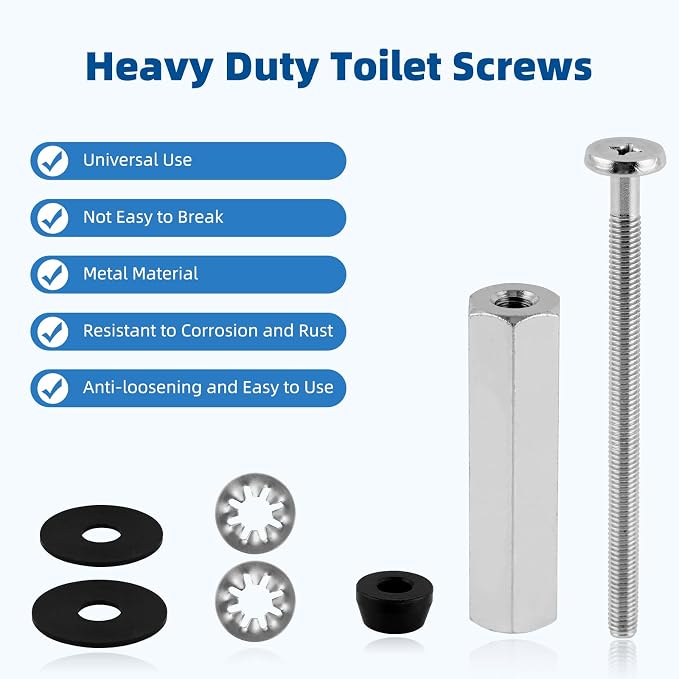 Universal All-Metal Toilet Seat Bolt, 3.74" Extra Long Toilet Screws - Image 5