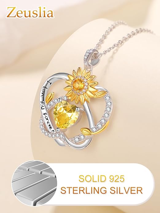Valentine's Day Gifts for Wife 925 Sterling Silver Double Birthstone Pendant Necklaces I Love You for Always and Forever Necklace Anniversary Birthday Gifts for Wife Girlfriend Mom Her