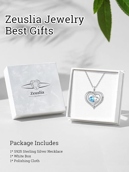 Valentine's Day Gifts for Wife 925 Sterling Silver Double Birthstone Pendant Necklaces I Love You for Always and Forever Necklace Anniversary Birthday Gifts for Wife Girlfriend Mom Her