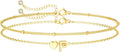 DEARMAY Dainty Initial Heart 14K Gold Plated Bracelets for Women Trendy, Letter Charm Bracelet Jewelry Cute Simple Fashion Chain Gift