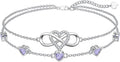 Dorunmo 925 Sterling Silver Infinity Heart Birthstone Anklet Bracelets for Women Best Mother's Day Birthday Jewelry for Wife Girlfriend Mom Her