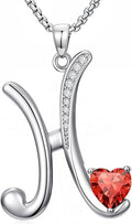 Valentines Day Gifts for Women Alphabet A to Z Initial Birthstone Pendant Necklaces for Women - 18k White Gold Plated Personalized Name Jewelry Valentine Mothers Day Birthday Gifts for Women Her Girlfriend