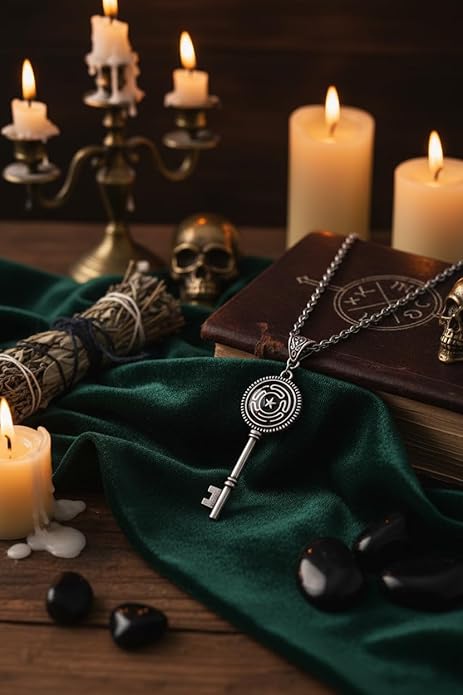 Hecate Key Necklace for Men Women, Alloy Steel Witchcraft Amulet Pendant, Goddess Protection Jewelry, Birthday Gift for Her Him