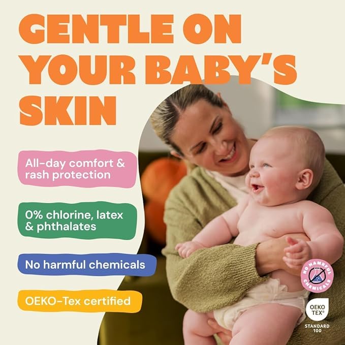 DYPER - Baby Diapers Premium Leak Protection Plant Based, Hypoallergenic Diaper for Day and Overnight Skin-Friendly Comfort | Soft Disposable Diapers (Size 1 (36 Diapers))