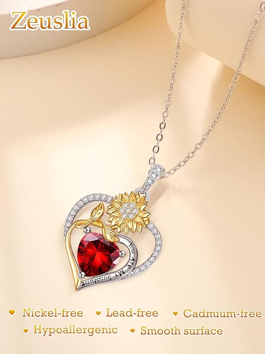 Valentine's Day Gifts for Wife 925 Sterling Silver Double Birthstone Pendant Necklaces I Love You for Always and Forever Necklace Anniversary Birthday Gifts for Wife Girlfriend Mom Her