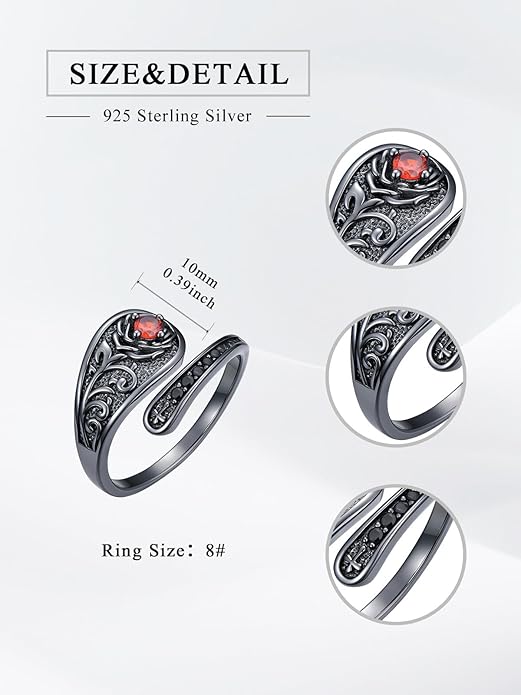 Midari Sun and Moon/Bee/Celtic/Life of Tree/Lotus Spoon Ring for Women 925 Sterling Silver Adjustable Ring Open Ring for Women Men Halloween Birthday Gift
