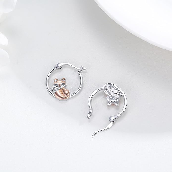 JUSTKIDSTOY Hypoallergenic Panda/Unicorn/Hummingbird/Dolphin Hoop Earrings for Women 925 Sterling Silver Animal Huggie Hoop Earrings Jewelry Gifts for Sensitive Ears