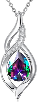 Birthstone Necklace for Women Infinity Necklaces 925 Sterling Silver Teardrop Love Birthday Jewelry Valentines Day Birthday Gifts for Her Mom Wife Girlfriend