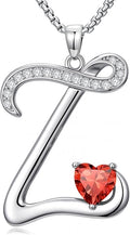 Valentines Day Gifts for Women Alphabet A to Z Initial Birthstone Pendant Necklaces for Women - 18k White Gold Plated Personalized Name Jewelry Valentine Mothers Day Birthday Gifts for Women Her Girlfriend