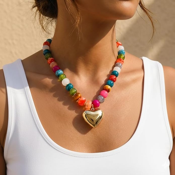 LILIE&WHITE Resin Chunky Beaded Necklace for Women Minimalistic Modern Statement Necklace Jewelry Accessories