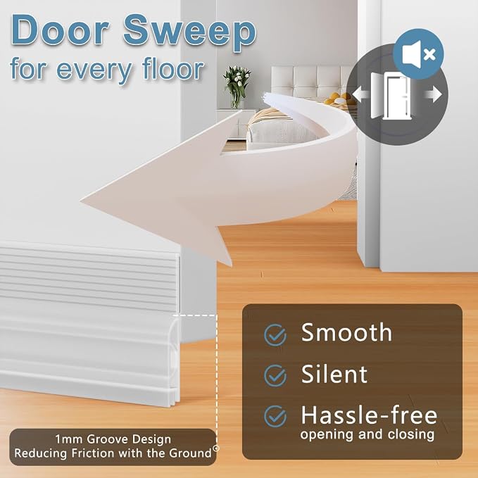 Door Draft Stopper, Door Sweep for Bottom of Door, Under Door Gap Filler for - Image 3