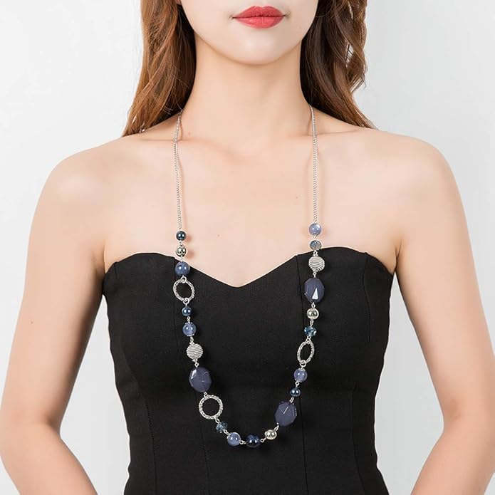 PEARL&CLUB Long Beaded Necklaces For Women - Sweater Chain Fashion Jewelry Necklace Gifts For Women