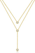 Fullpop Dainty Gold Necklaces for Women, 18k Gold Layered Lariat Necklace for Women Long Gold Choker Necklaces for Women Statement Diamond Heart Pendant Necklace Body Chain Jewelry for Women
