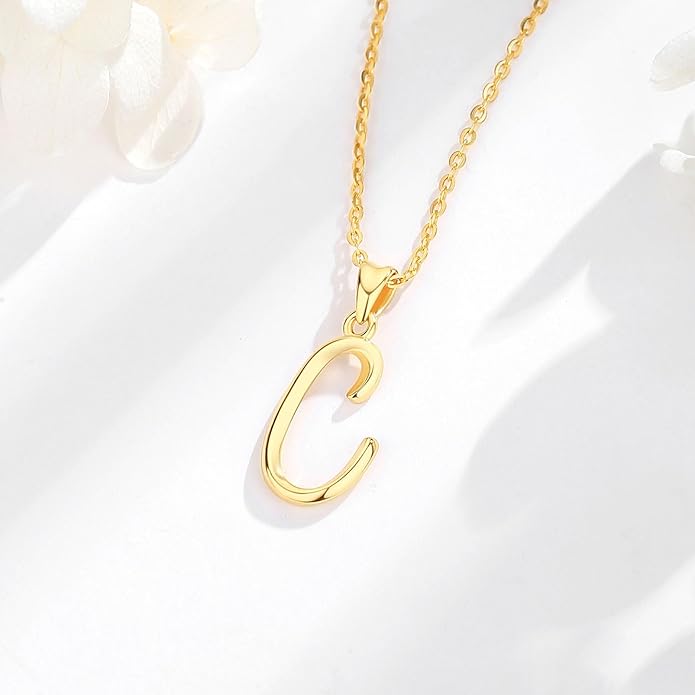 EUDORA Sterling Silver Initial Necklaces for Women, Classic 26 Letter Neckless Gifts for Girls, Sister, Mother Daughter, 18 inch Chain
