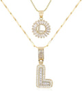 Letter Necklace 14k Gold Plated Bling Dainty Necklaces Trendy Chunky Custom Name Necklace Personalized Round Circle Pendant Zirconia Letters Name Crystal Jewelry Gifts for Women