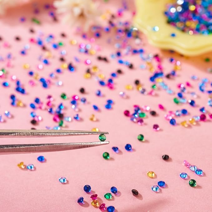 Fashewelry 1500pcs Tiny Cubic Zirconia Stones 1.5mm Pointed Back Faceted Rhinestones Mixed Color CZ Loose Stones for DIY Jewelry Making Replacement