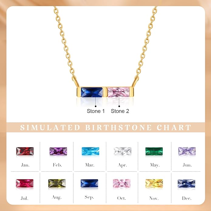 Wendy Made Personalized 1-6 Birthstone Necklace for Women — Custom Dainty Jewelry with Adjustable Chain for Mother’s Day, Birthday, Anniversary & Christmas Gifts