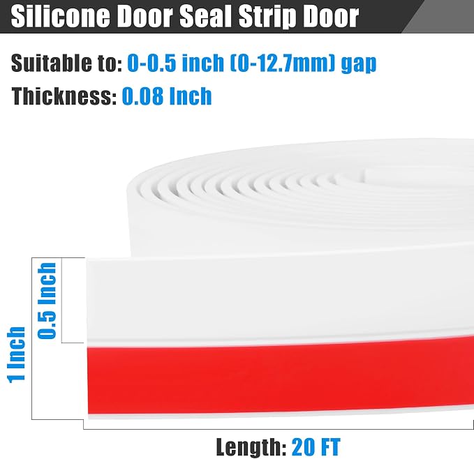Draft Seal Tape for Doors and Windows 1 in x 20 Ft Silicone Weather Stripping - Image 2