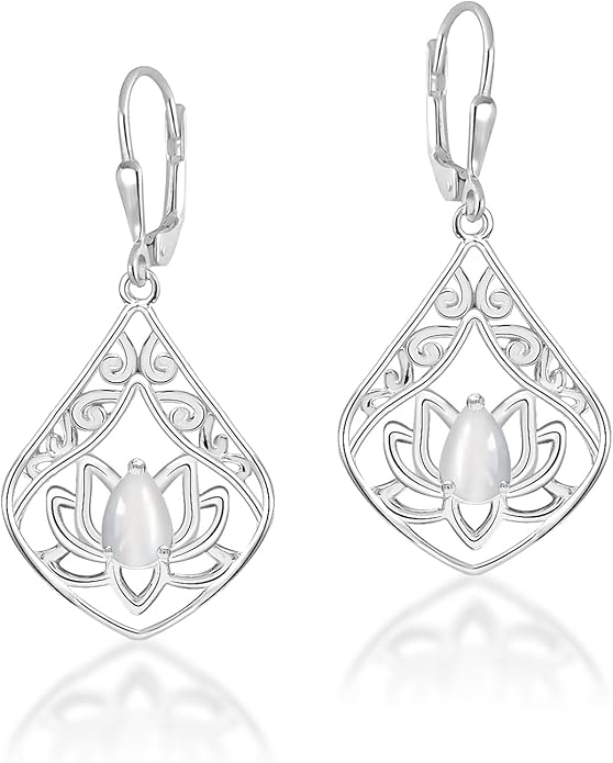 LeCalla 925 Sterling Silver Filigree Dangle Drop Leverback Earrings for Women | Long 925 Silver Dangle Leverback Earrings Hypoallergenic Filigree Tear drop Earrings Jewelry