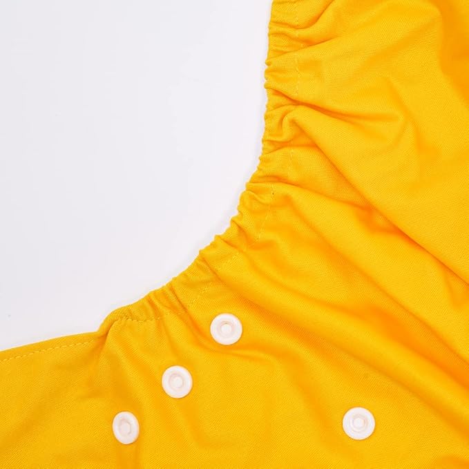 HappyFlute 4 Sets Newborn Baby Cloth Pocket Diapers One Size Adjustable Reusable for Baby Boys and Girls(No Inserts,Yellow)