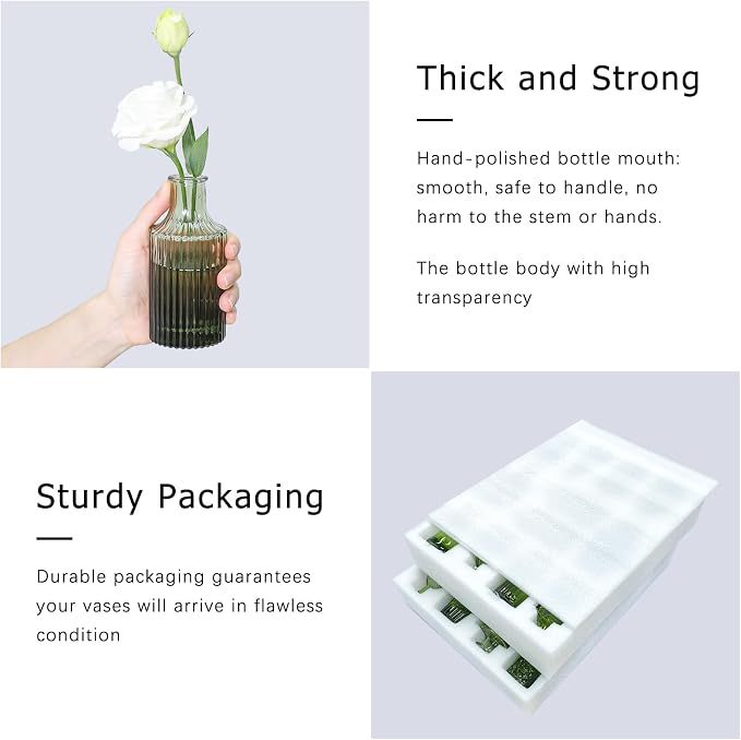 SUPMIND Glass Bud Vase Set of 24, Small Green Flower Vases - Image 7