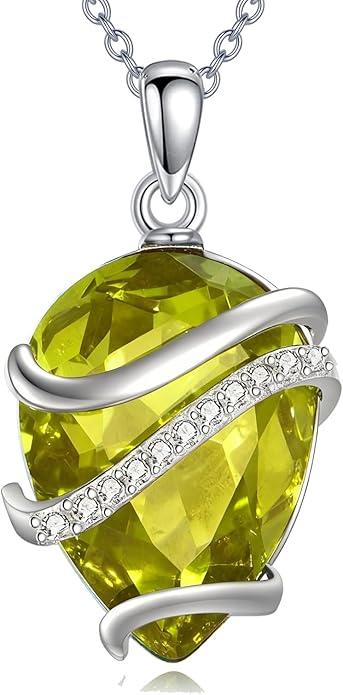 Birthstone Necklace for Women Sterling Silver Teardrop Pendant Necklace Birthday Jewelry Gift for Women