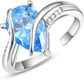 KINGWHYTE Adjustable Rings for Women Teardrop Pear Ring 925 Sterling Silver 0.85ct Teardrop Cubic Zirconia Open AdjustableThumb Ring for Women