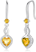 FANCIME Heart Infinity Dangle Drop Earrings 925 Sterling Silver Heart Gemstone Birthstone Earring