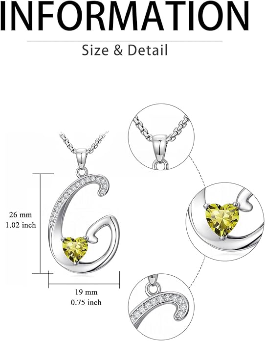 Valentines Day Gifts for Women Alphabet A to Z Initial Birthstone Pendant Necklaces for Women - 18k White Gold Plated Personalized Name Jewelry Valentine Mothers Day Birthday Gifts for Women Her Girlfriend