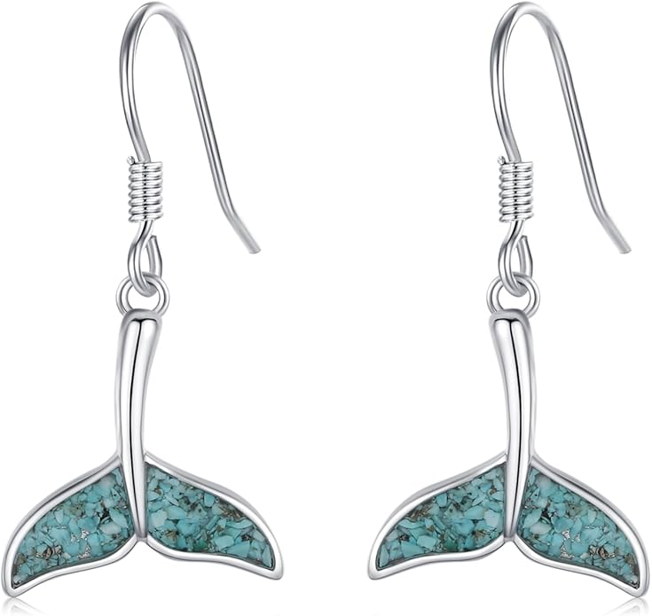Ocean Earrings 925 Sterling Silver Turquoise Sea Animal Dangle Drop Earrings Beach Themed Jewelry Gifts for Women Girls