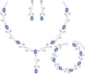 Elegant Bridal Jewelry Sets Clear Cubic Zirconia Wedding Necklace Earrings Bracelet Set for Birdes Bridesmaids CZ Prom Jewelry