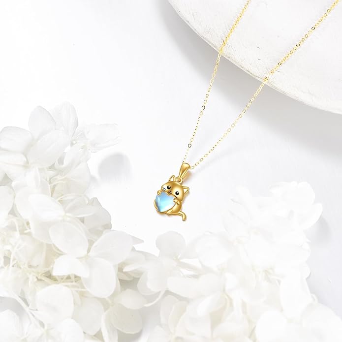 KECHO 14K Gold Animal Pendant Necklace - Dainty Zodiac & Pet Inspired Charm Necklace for Women - 16+1+1"