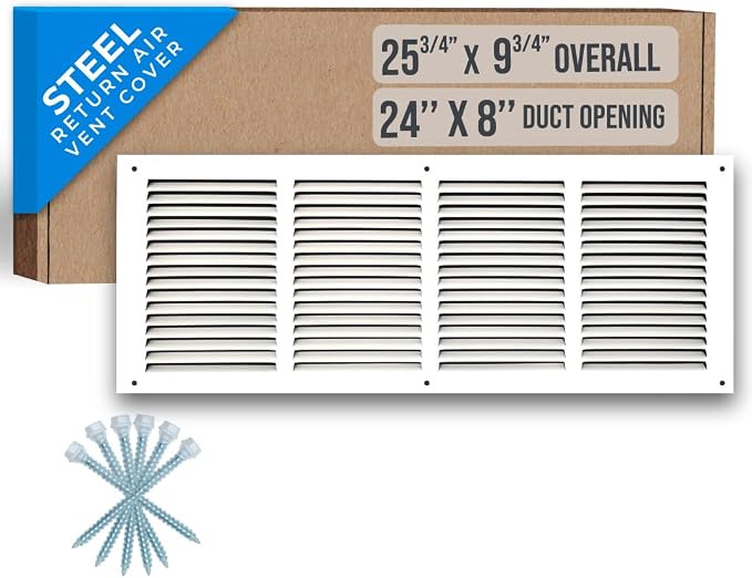 Fits 24x8 Duct Opening | Steel Return Air Grille by Handua | Vent Cover Grill by Handua