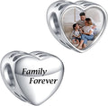 Annmors Personalized Photo Charms For Bracelets/Necklace 925 Sterling Silver Love Heart Shaped Engraved Customize Picture Gift for Birthday Mother's Day,Bead Charms Jewelry for Women