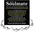 To My Soulmate Bracelet for Women, Heart Chain Bracelet with Shiny Stones, Perfect Birthday or Anniversary Christmas Gift for Soulmate with Message Card and Gift Box