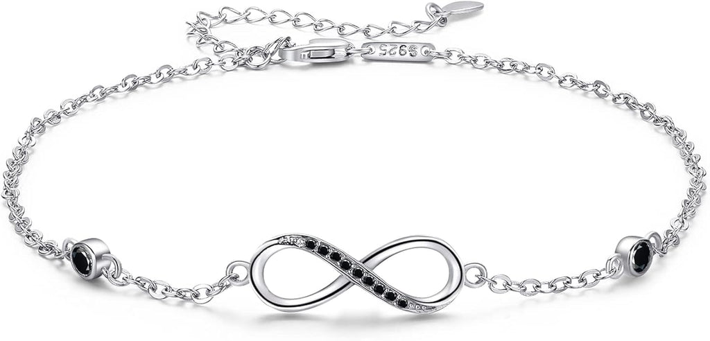 MEDWISE Womens Infinity Anklet Bracelet 925 Sterling Silver Endless Love Symbol Ankle Bracelet Adjustable Plus Size Large Bracelet Gifts for her Mother’s Day Gifts