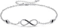 MEDWISE Womens Infinity Anklet Bracelet 925 Sterling Silver Endless Love Symbol Ankle Bracelet Adjustable Plus Size Large Bracelet Gifts for her Mother’s Day Gifts