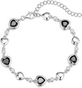 Carleen Birthstone Bracelets for Women 925 Sterling Silver Five Heart Station Created Gemstone Tennis Bracelet Jewelry Anniversary Birthday for Wife, 7"+1.2" Extender