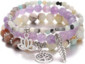 UEUC Tree of Life Yoga Healing Stone Bracelets,Multilayer Lotus Chakra Stone Reiki Bracelet Sets,Anxiety Crystal Natural Stone,for Women Stress Relief