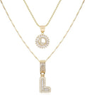 14K Gold Plated Alphabet Necklace Cubic Zirconia Letter Pendant, Personalized Name Jewelry Gift for Women, Customizable A-Z, Birthday/Mothers Day Gifts for Womens