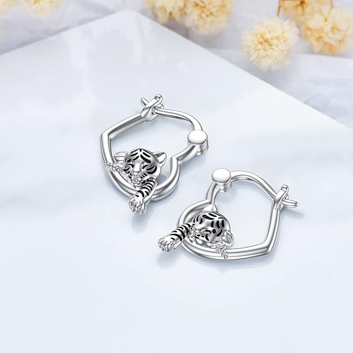 Hypoallergenic Earrings Rabbit Tiger Teddy Koala Puppy Panther Peacock Earrings Sterling Silver Animal Hug Hoop Earrings Jewelry Mothers Day Graduation Birthday Gifts for Women