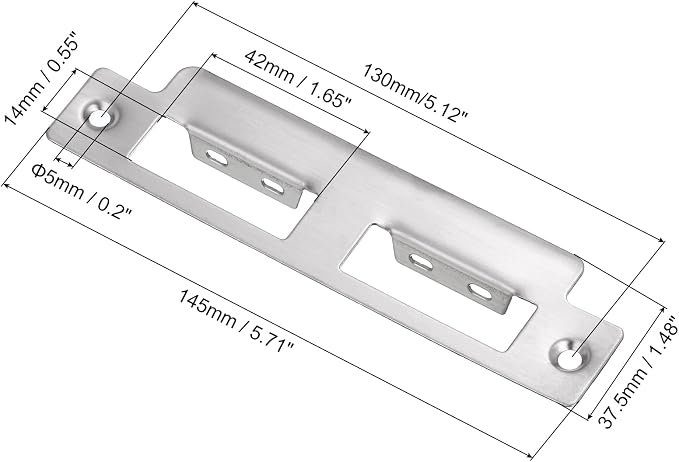 uxcell Door Strike Plate, 145mm x 37.5mm 201 Stainless Steel Latch Deadbolt - Image 2