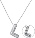 RWQIAN Letter Necklace for Women Bubble, Chunky Initial Alphabet A-Z Pendant Puffy Name Personalized Necklace Dainty Zircon CZ Fashion Jewelry Gifts for Girls Girlfriend
