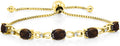 Gem Stone King 7X5MM Oval Cut Gemstone Birthstone and Accent Lab Grown Diamond Tennis Bracelet For Women In 18K Yellow Gold Plated Silver | Adjustable Bolo Bracelet For Women | Easy-On Easy-Off