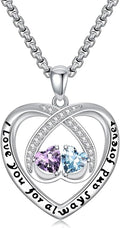 Birthstone Necklaces for Women I Love You for Always and Forever Heart Pendant Necklace Anniversary Jewelry Christmas Valentine Mothers Day Birthday Gifts for Her Wife Girlfriend