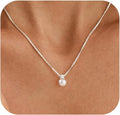 WFYOU Pearl Necklaces for Women Trendy 6MM 8MM 10MM Dainty Round Natural Freshwater Pearl Necklace Silver 14K Gold Plated CZ Pearls Necklaces for Women Birthday Bridesmaid Wedding Gifts Pearl Jewelry