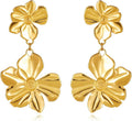 Gold Flower Statement Earrings for Women, Large Chunky Bohomian Summer Beach Floral Earring, Irregular Bold Exaggerated Earrings