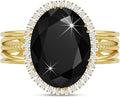 Linawe Birthstone Chunky Adjustable Rings for Women, Gold/Silver/Rose Gold Statement Rings, Imitation Diamond Fake Gemstone Crystal Cocktail Ring, Cubic Zirconia Costume Jewelry